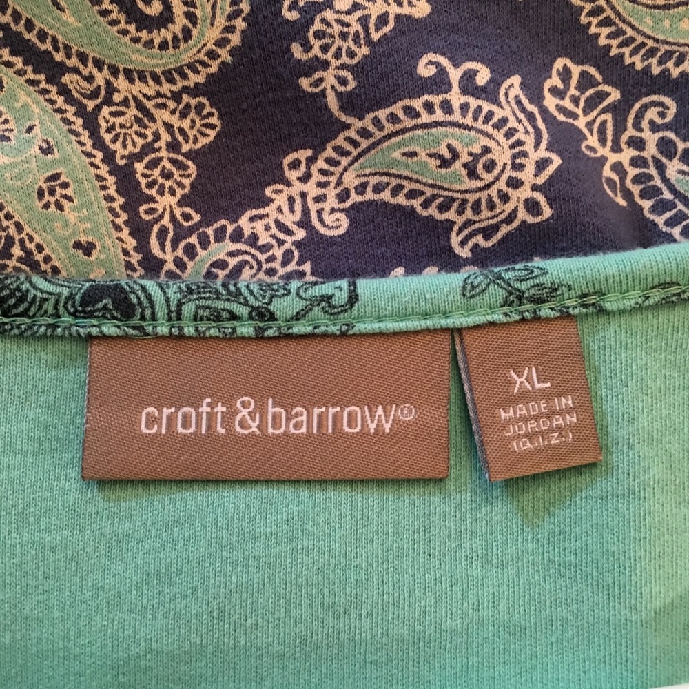 Croft & Barrow - 3/4 Sleeve Cotton Print Scoop Neck Tees - Set of 2 - Picture 3 of 5